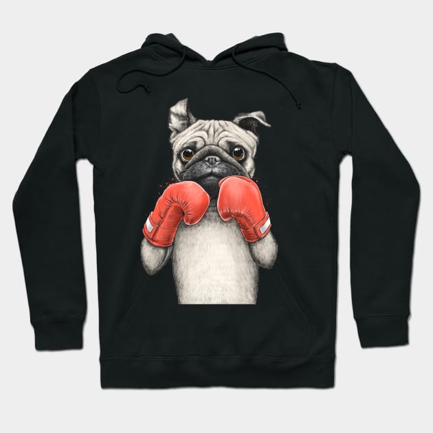 Pug boxer Hoodie by NikKor